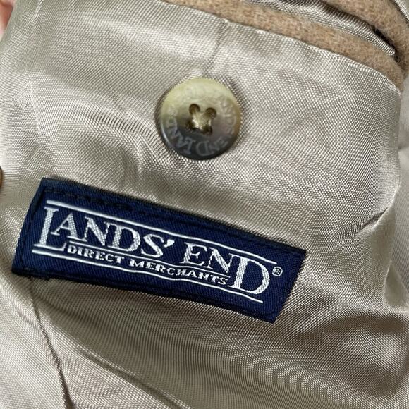 Vtg Lands End Camel Hair Wool Sport Coat Blazer Mens 44L Tan Preppy Business - Picture 3 of 14